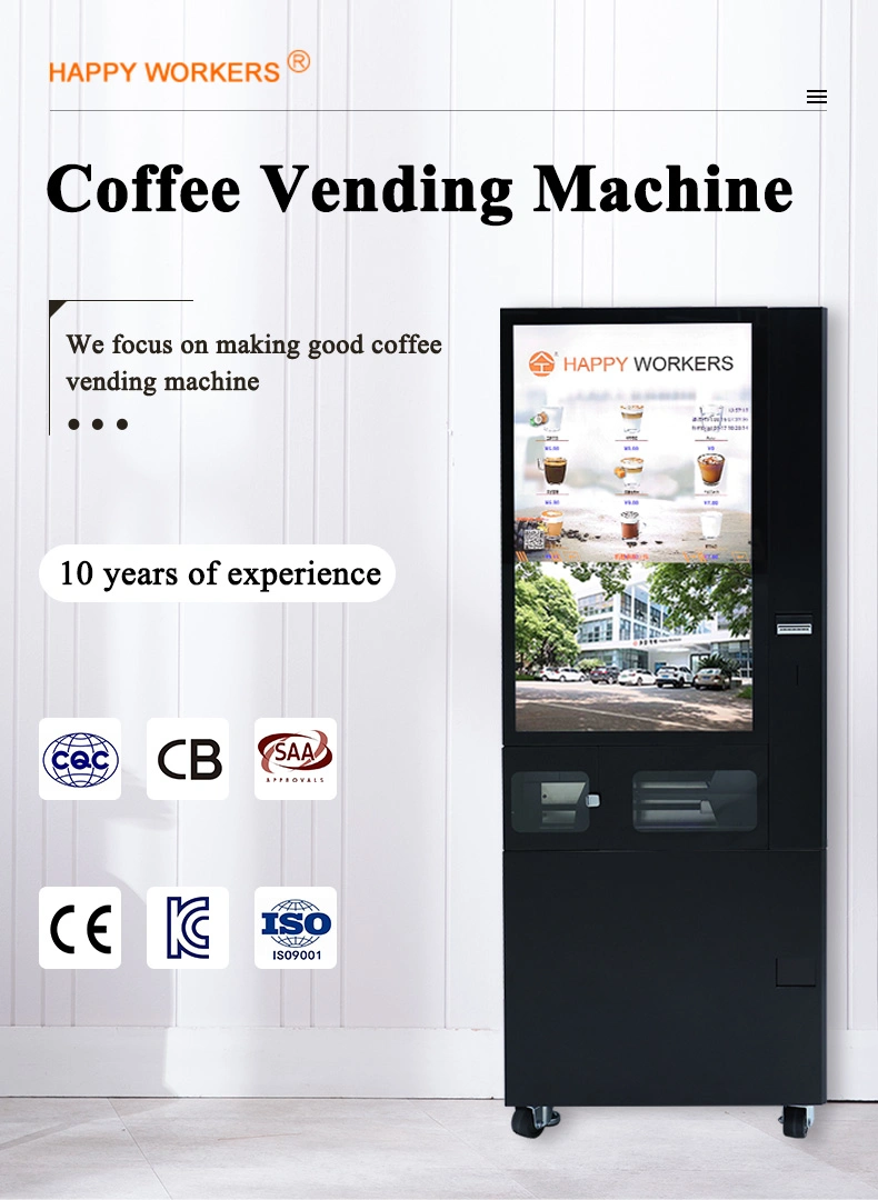 Touch Screen Coffee Vending Machine Commercial Water Dispenser with Coin Acceptor