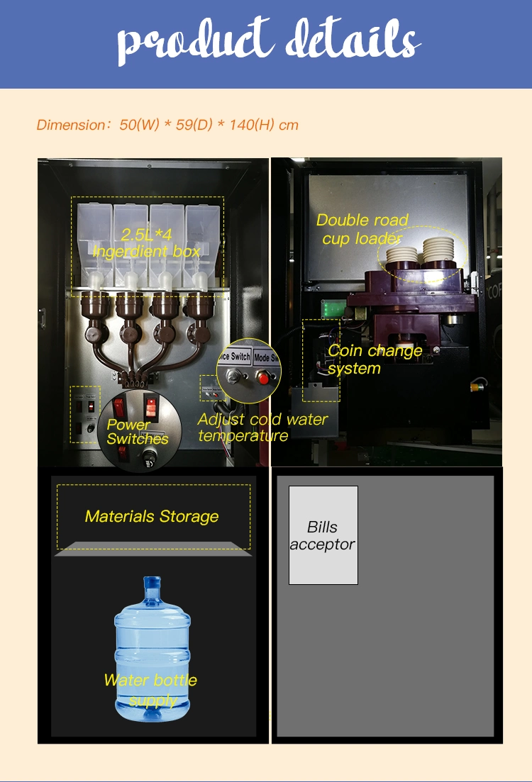 19 Inch Adversting Screen Coffee Milk Vending Machine with Bill Validator