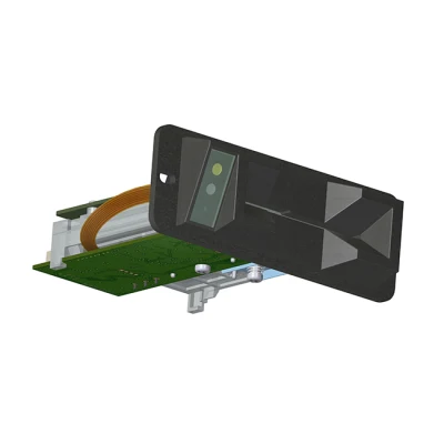 Leitor de cartão híbrido de inserção manual magnético e RF e código de barras