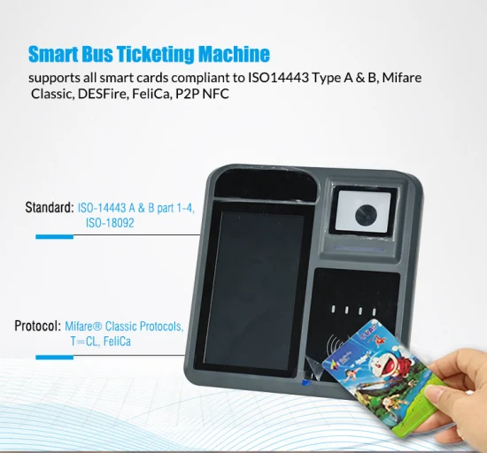 Android 9.0 tela sensível ao toque de 7 polegadas leitor de cartão NFC máquina de validação de ônibus com sistemas POS (P18-Q)
