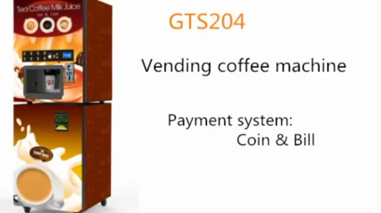 Máquina de venda automática de café e leite com tela publicitária de 19 polegadas com validador de notas